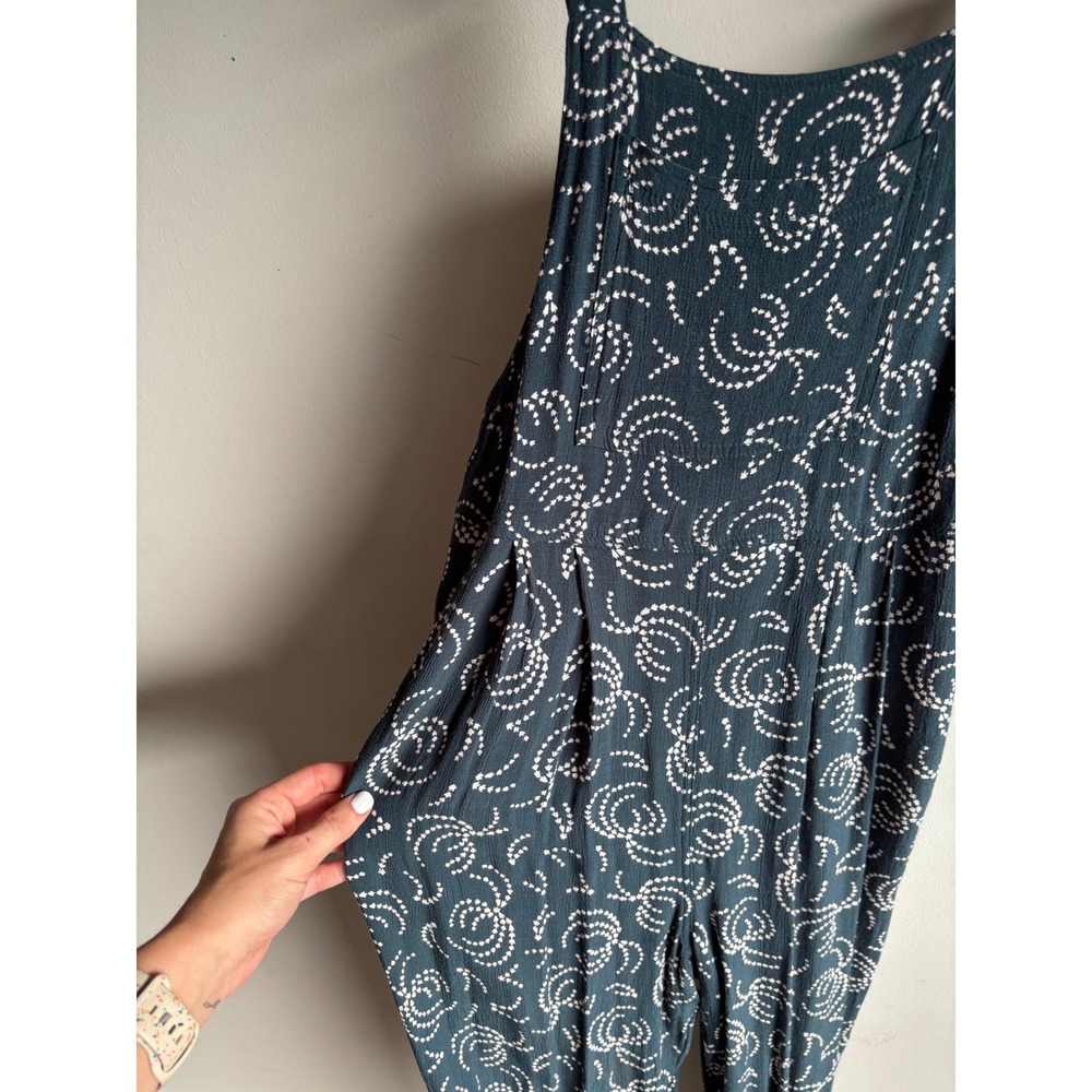 Maeve Anthropologie Teal Dotted Swirl Print Bib Overalls Size XS - Picture 2 of 5